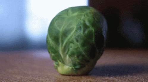 A spinning Brussels Sprout. 9 Reasons Why You Should Love Brussels Sprouts.